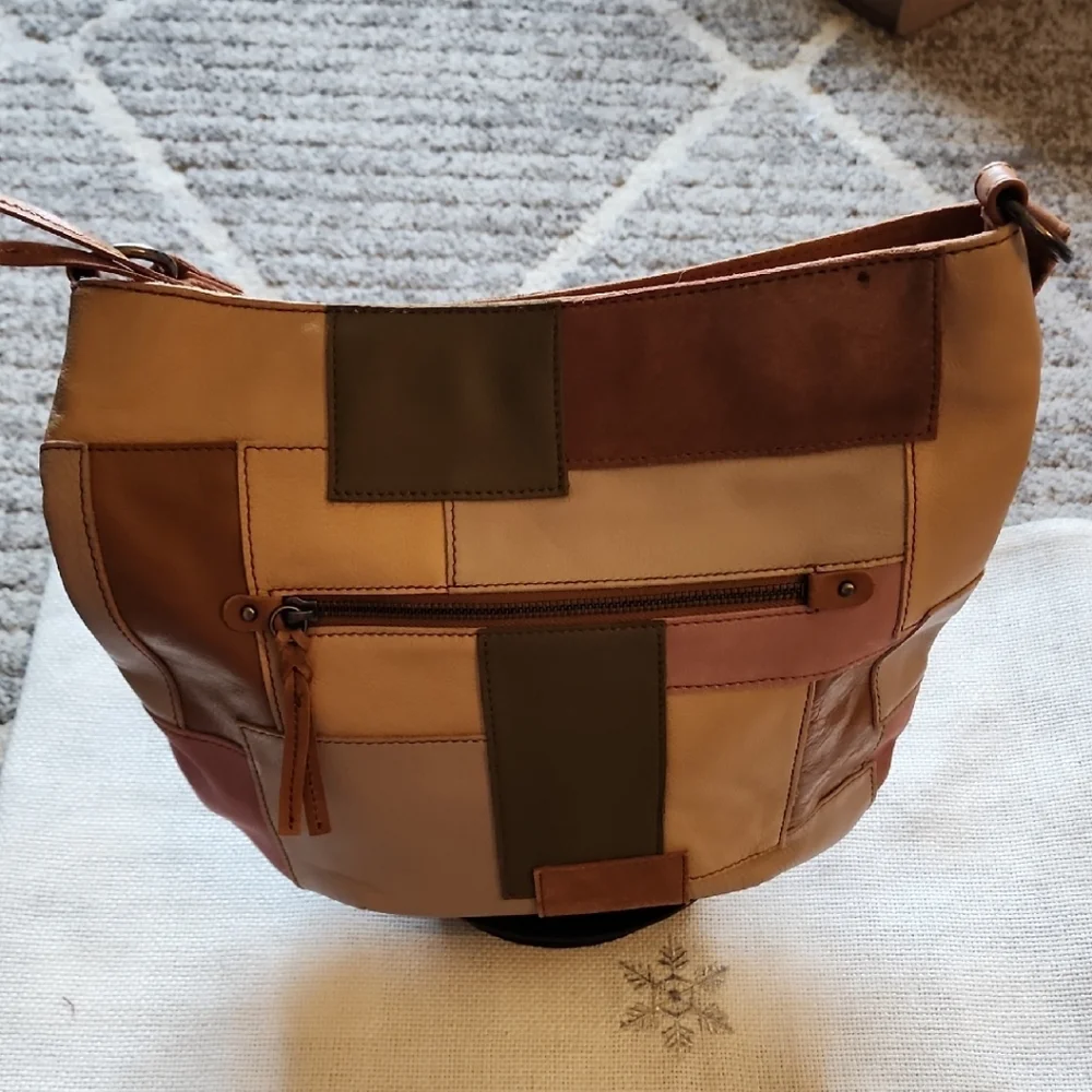 The Sak Multicolor Patchwork Leather Suede Shoulder Bag. - Picture 1 of 15